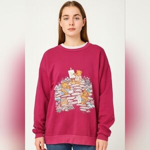 Vintage Basic Editions Bear Cozy Magenta Sweatshirt Womens‎ Size 2x Art Classes